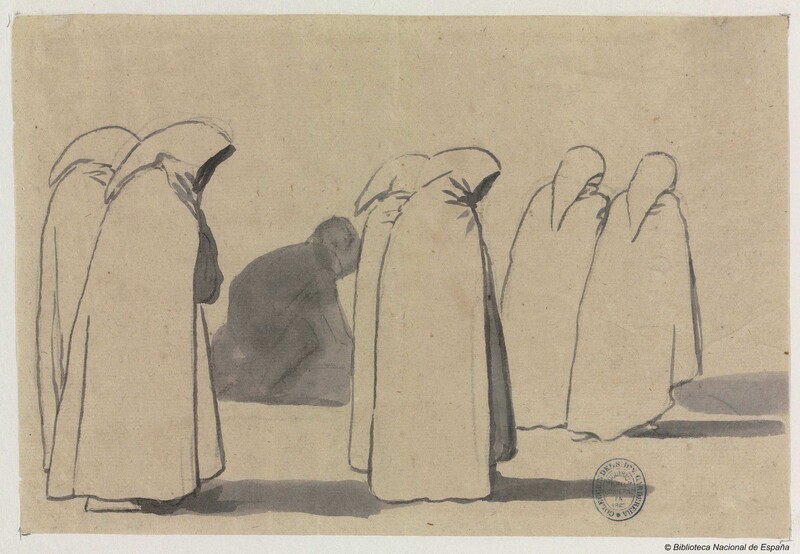 Three hooded couples
